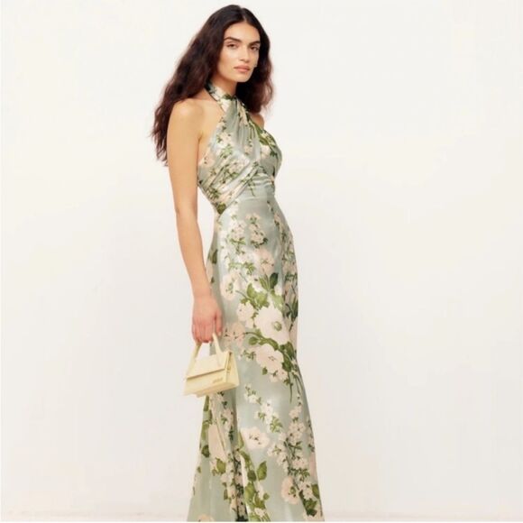 Reformation Green Silk Veria Dress - Picture 5 of 10